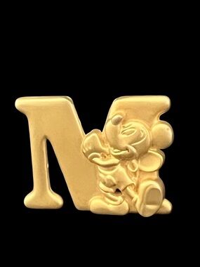 Disney Vintage Gold-Tone Letter M - Mickey Mouse Brooch Pin